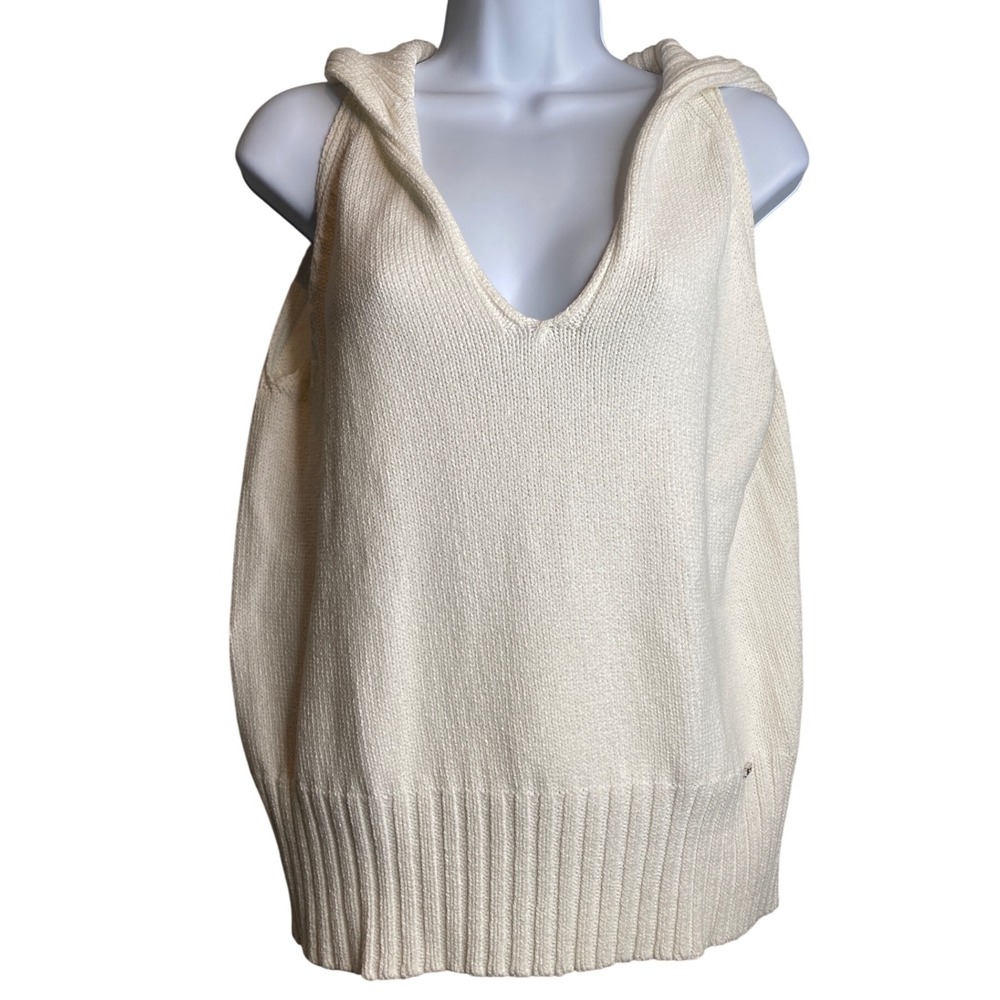 St. John Womens Sweater Vest Est‎ Sz L Cream Knit Old Money Ladies Who Lunch